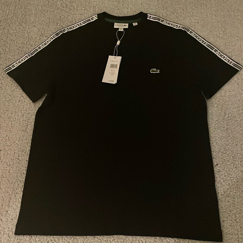 Lacoste *NWT* ColorBlock Black Tshirt in Black